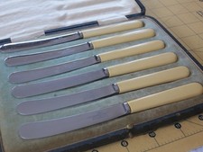 Vintage Walker & Hall Set of 6 Butter Knives in Case