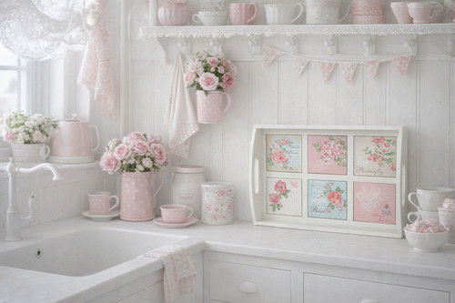 Vintage shabby chic - wooden, six