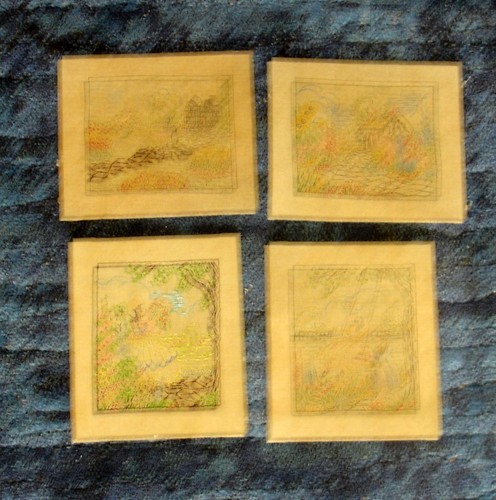 Antique stamped linen - stamped,