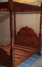 Double four-poster wooden bed collection LN1