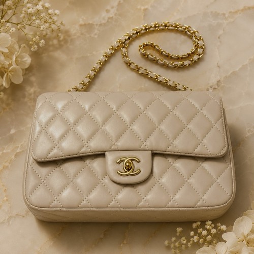 Beige quilted chain bag gold - ,