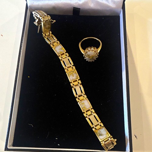 Gold bracelet and ring - 14, k