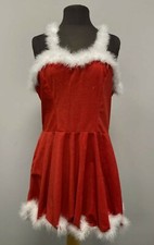 Ladies Mrs Claus Size 16 Ex Hire velour and faux fur xmas dress.
