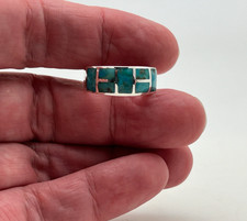 925 Silver Semi Band Blue