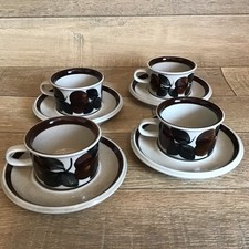 Arabia Finland Ruija Troubadour 4x Expresso Cup & Saucers Vintage Mid Century