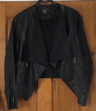 KARDASHIAN. COLLECTION, LIPSY, WATERFALL FAUX LEATHER JACKET, SIZE 10