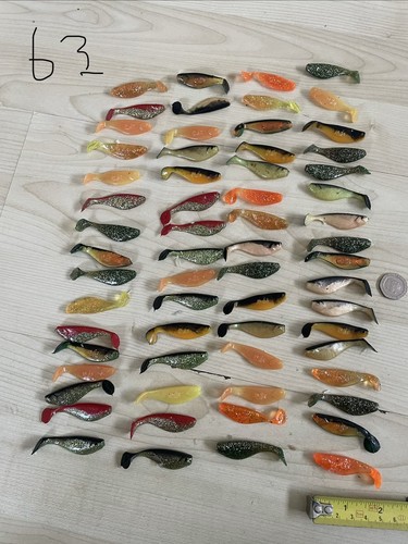 200 various size colour grubs - size/colour,