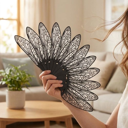 Dragonfly wing folding - fan, 3d