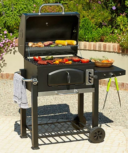 Black barrel charcoal bbq - black,