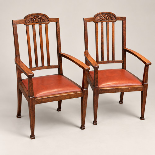 Pair antique edwardian oak - antique,
