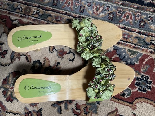 Wooden sole clog green - wooden,