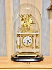 Stunning 19thC Large Glass Domed French Ormolu Mantel Clock on Gilt stand