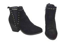 Moda in Pelle Black suede studded zip up ankle boots UK size 8. EU 41