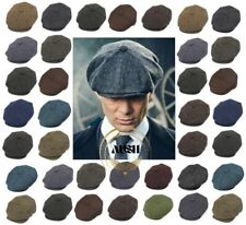 Peaky Blinders Hat Newsboy Flat Cap Herringbone Tweed Wool Baker Boy Gatsby