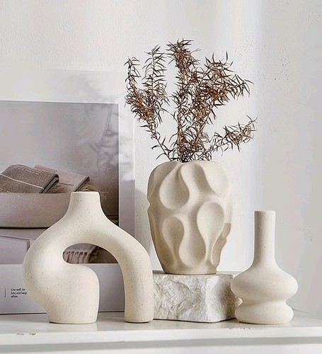 White ceramic vase set - of, 3