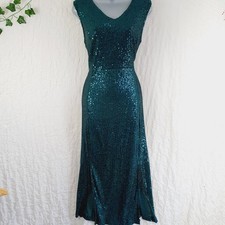 Apricot, Green Party Occasion Sequin Midi Dress Size Large.