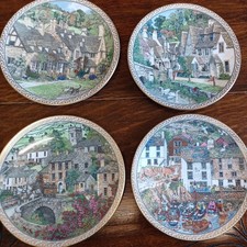 4 ROYAL WORCESTER DECORATIVE PLATES. VILLAGES SERIES.SEE DESCRIPTION.
