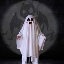 Halloween White Cloak Cape Black Eye Ghost Poncho Robe Halloween Cosplay Costume