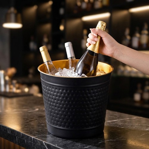 Metal hammered ice bucket - bucket, &
