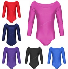 School Uniform / Gymnastic Leotard For Girls Long Sleeve Shiny Lycra Sport Suit