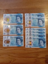 £5 notes AA prefix excellent condition x 9
