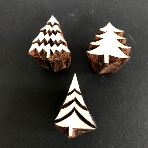 Small trees wooden fabric - small,