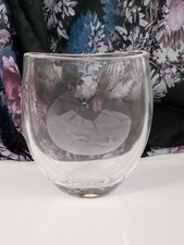 Vintage Orrefors Vase Engraved Reindeer & Landscape Scene, Sven Palmqvist 1960s