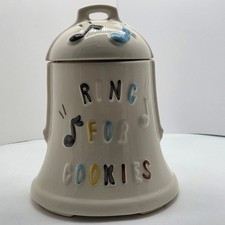 Vintage Mid Century American Bisque USA Ring For Cookies Cookie Jar With Bell