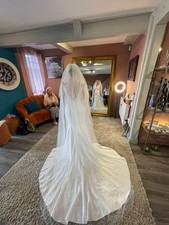 EDit Veils Ivory Two Tier Cathedral Length Wedding Veil with Scattered Pearls 