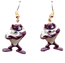 Funky Retro TAZ EARRINGS Vintage Looney Toon Tasmanian Devil Mini Figure Jewelry