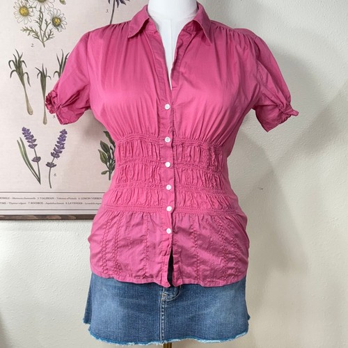 Y2k pink smocked puff - pink,