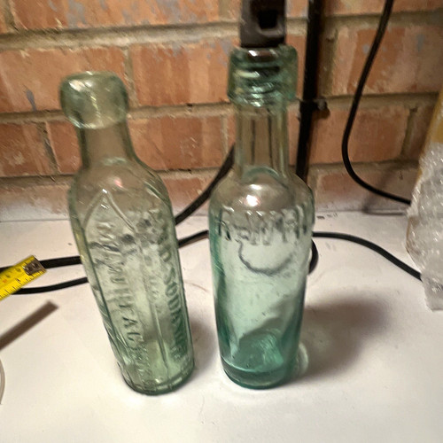 Pair antique aqua - pair, glass