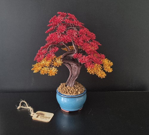 Handmade wire bonsai tree red - wire,