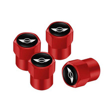 Set of 4 Mini Cooper Tire Dust Covers Valve Caps – Black, SIlver, Red