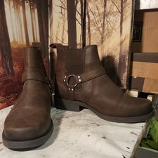 Mens Brown Leather Cowboy/biker Boots Size UK 12