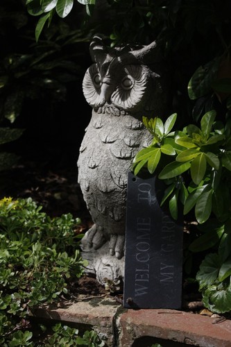 Owl garden ornament concrete - garden,