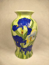 Benaya Blue Iris flower floral  Vase signed MM’06  15cm Tall VGC
