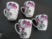 4 x Maxwell Williams Coffee Mugs - Pattern Viola