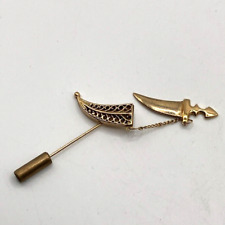 Scabbard jambiya pin brooch 9 carat 375 filigree decoration vintage 3.5g
