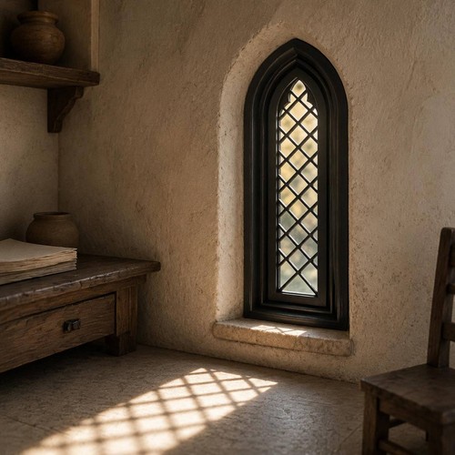 Medieval design arched window - arched,