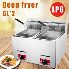 6L Commercial Gas LPG Fryer Stainless Steel Catering Frying Tool Double Tank New