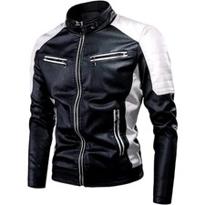 New Stylish Men's Genuine Lambskin Leather Jacket Motorcycle Biker Coat Jacket