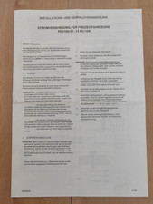 VW T4 / LT Westfalia - Installation & Instruction Booklet Power Supply PE2169/01