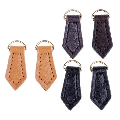 2pcs faux leather zipper - leather,