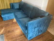 Made.com Milner LHF Corner Sofa-Bed with storage in Tuscan Teal Velvet.