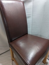 NEW OAK FURNITURE LEATHER DINING CHAIR SOLID REAL LEATHER BROWN