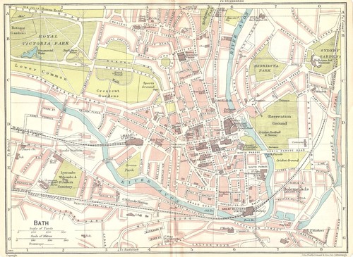 Bath map 1930 vintage - bath,