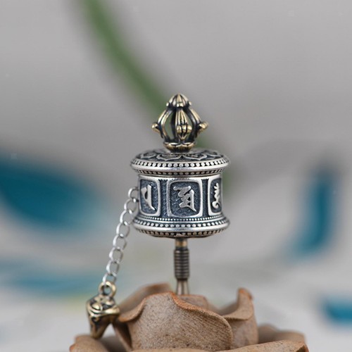 Prayer wheel pendant six - prayer,