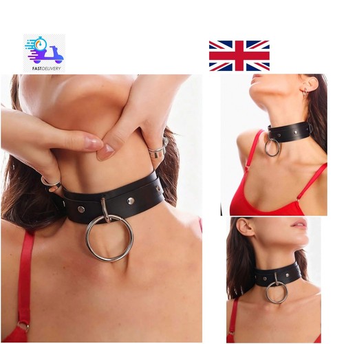 Choker necklace black pu - black,