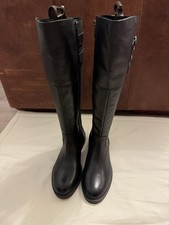 Hush Puppies Carla Women's Knee High Boots Black Leather Size 40 UK6 Memory Foam